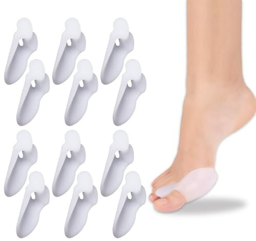 KUBDPQOR Alluce Valgo Correttore, Set di 12 Tuttori in Silicone Alluce Valgo, Correttore Alluce Valgo Donna, Tutore Alluce Valgo, Divaricatore Alluce Valgo, Riduzione del Dolore e Miglioramento