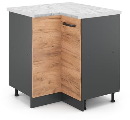 Vicco Eckunterschrank R-Line, Goldkraft Eiche, 75.6 cm