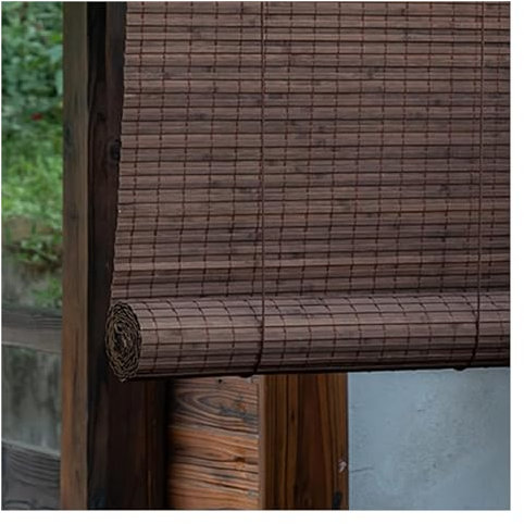 Brauner Bambus, Bambus Römische Fenster Jalousien Sonnenschirme, 55145 cm Breit, Home Sonnenschirm Licht Filtern 90% Vertikale Aufzug Dekoration, Lamellenvorhang für Innen im Freien, Custom (105X300C