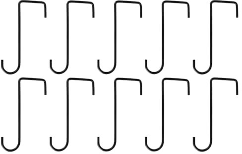 Xshelley 10 Pack Vinyl Fence Hooks, (5.5X 15cm) Patio Hangers Coated Steel Fence Hangers,for Hanging Plants, Planters, Bird Feeders, Lights, Lanterns, Tools (Black)
