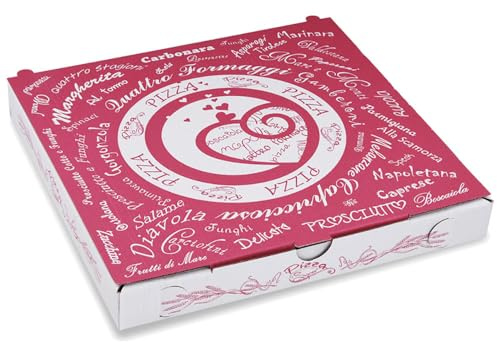 SWS 100 Pizzakartons 24x24x3 cm Motiv Pizzabelag, stabiler Versandkarton