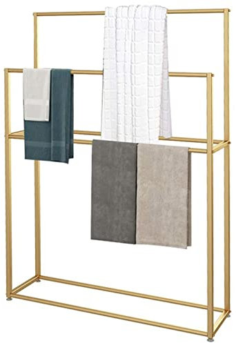 Générique Porte Serviette Porte-Serviettes de Salle de Bain sur Pied doré, Porte-Serviettes de Piscine antirouille et Non percé, Facile à Assembler 75x20x110cm