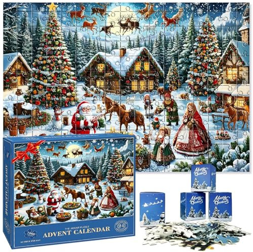 Axinyijia Puzzle Adventskalender 2025, Weihnachtspuzzle 1000 Teile für Kinder Erwachsene, Weihnachts Countdown Puzzles Adventskalender 2025 Jigsaw Puzzles Weihnachten Geschenk