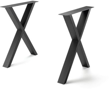 iWerk® – Tischbeine in X-Form Schwarz | Gefertigt aus hochwertigem Stahl | Geeignet zur Anbringung an Tischplatten | Stabil & Langlebig | Schwarze Beine für deinen Tisch (X60)