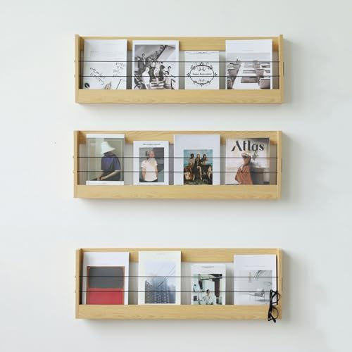 An der Wand montierter Zeitschriftenhalter, Zeitschriftenständer aus Holz, Aktenaufbewahrung, Organizer, Prospekthalter für Eingangsbereich, Büro, Wohnzimmer, Wartezimmer, Kinderzimmer, 3er-Pack