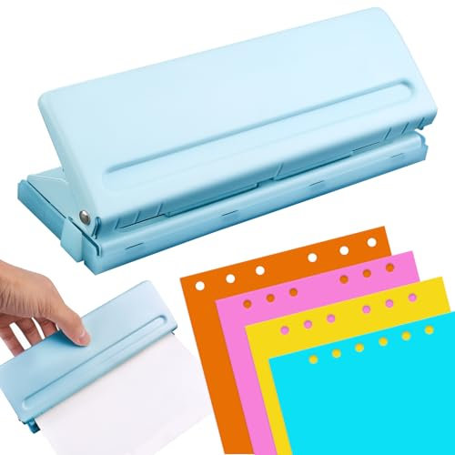 6 Fach Locher,6-Fach Terminplanerlocher aus Metall,Büro Locher,6 Fach Locher Binder Puncher,Verstellbarer Abstände Locher aus Metall,Binder Locher,Papierkarten Foto Bindungs Locher Maschine (Blau)