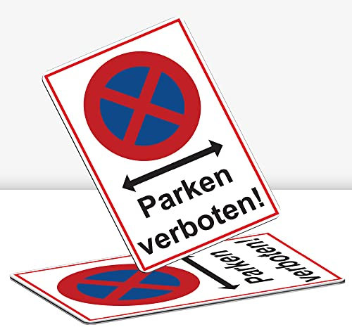 2 carteles XXL de prohibición absoluta de sujeción, 40 x 30 cm, aluminio, 3 mm, placa de aluminio estable con protección UV STROBO