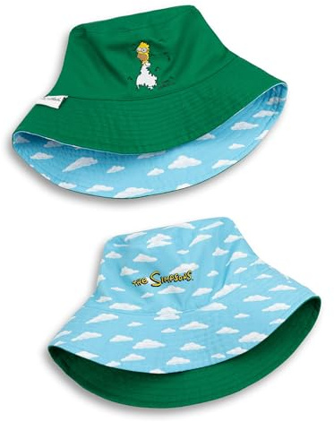 Vanilla Underground Simpsons Herren Wende-Fischerhut | Grün mit Homer & Blue Cloud Print | Klassische Cartoon-Kopfbedeckung | Lässiges Sommeraccessoire | Offizielles Merchandise in Einheitsgröße
