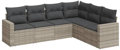 Eleganz 6-TLG. Garten-Sofagarnitur aus PE-Rattan mit Kissen - Modernes Loungeset für Terrasse & Garten, Pulverbeschichteter Stahl, Wetterfest & Bequem