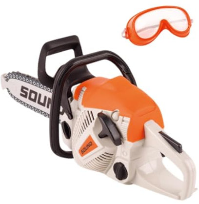 Milageto Tronçonneuse de Jouets, Outils de Jeu de Prétendus avec Lunettes en Rotation, Jouet de Réparation Extérieur Préscolaire Éducatif, Cadeau Idéal pour Enfants, Style B