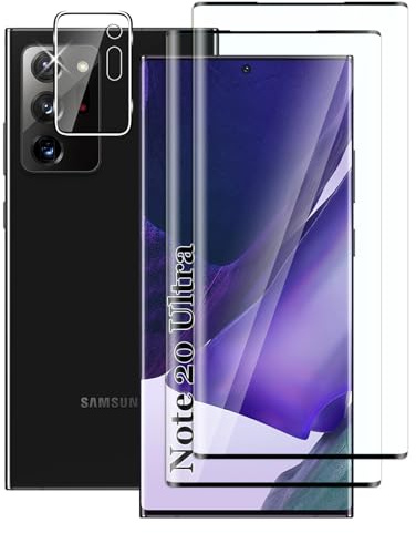 FWKDWHPH [2+1 Pièces Verre Trempé pour Samsung Galaxy Note 20 Ultra avec Caméra Arrière Protecteur,Anti-Rayures,9H Dureté,sans Bulles,3D Couverture Complète,HD Protection Décran