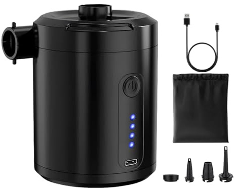 Bomba de aire recargable | Bomba eléctrica para colchones con carga tipo C | Compresor rápido y silencioso inalámbrico para colchones, inflables de piscina y actividades al aire libre