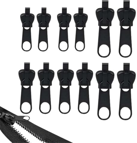KEPYATI Reisverschluss-Reparaturset, 12 Stück Reisverschluss Reparatur Set, Zipper Pull Fixer Reparatur Set Für Universal, Kleidung,Bettzug, Gepäck. （Nylonkunststoff und einer Legierung）