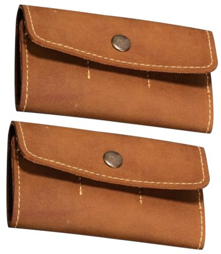 SHINEOFI Pu Leather Memory Card Holder Organizer 8 Slots 2pcs Brown Retro Style Storage Case for Travel and Gaming Accessories