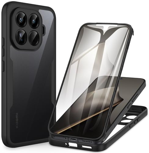 CENHUFO für Xiaomi 15T Pro Hülle, 360 Grad Schutzhülle mit Eingebautem Displayschutz, Robust Stoßfest Panzerhülle Cover Outdoor Case Transparent Ganzkörper Handyhülle für Xiaomi 15T Pro 5G -Schwarz