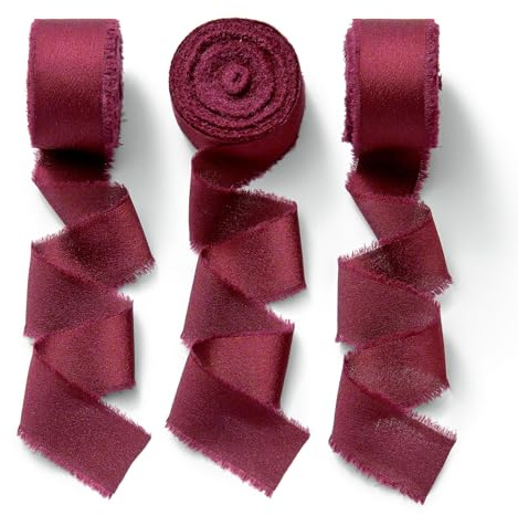 CHUQING Satinband Geschenkband Breit Schleifenband Hochzeit Dunkelrot | Leichtes Seidenband Satin als Stoffband für Geschenkverpackung, Hochzeitsdeko,Blumenstrauß und Schleifen