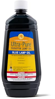Lamplight ¼ Gallon (32 oz) Ultra-Pure Lamp Oil Blue - Liquid Paraffin Oil for Indoor use, sootless, smokeless and odorless, Emergency kit Blue