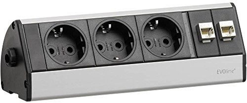 EVOline 103317 Steckdosenleiste 3fach Schwarz, Silber Schutzkontakt 1 St.