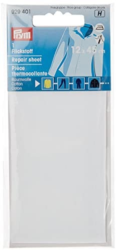 Prym Consu Aufbügelbare Reparaturfolie, Cotton, Weiss, 12 x 45 cm Größe, Weiß