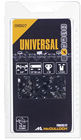 Universal Catena CHO027: catena per motosega, 16 pollice/40cm 3/8 pollice 56p, affilatura straordinaria, manutenzione semplice, accessorio originale McCulloch (cod. art. 00057-76.151.27)