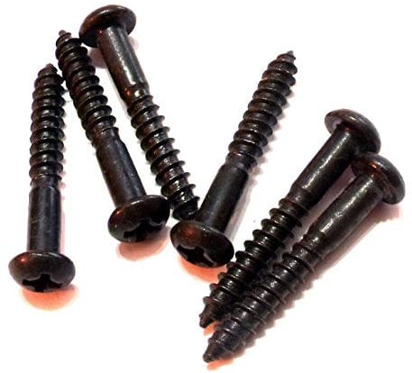 6x Guitar bridge or tremolo fixing screws dome head in black 3.5mm x 25mm