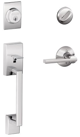 SCHLAGE F60 CEN 625 LAT Century Single Cylinder Handle Set and Latitude Lever, Bright Chrome