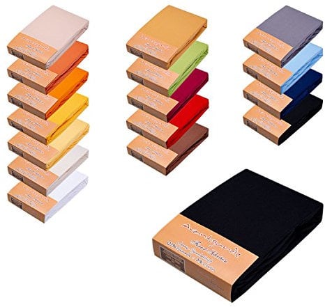 AVANTGARDE Premium SPANNBETTLAKEN √ 2er-Set je 180x200-200x220 √ hoher 40cm Steg √ auch für Wasserbett und Boxspringbett √ Spannbettlaken sehr Gute 195g/m² √ 97% Baumwolle / 3% Elastan (2X Schwarz)