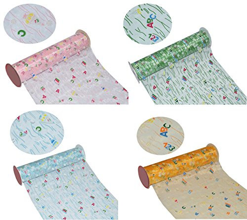 alles-meine.de GmbH 15 m * 29 cm - Deko Stoff zum Schulanfang - GRÜN - ideal z.B. Tischdeko zum Schulbeginn - mit Zuckertüten ABC - Tischdecke Chiffon durchsichtig - Creapop Deko..