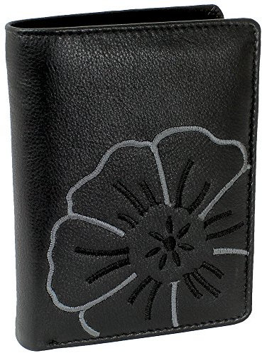 Ledershop24 Branco Leder Geldbörse Portemonnaie Damenbörse Damen Geldbeutel Schwarz - Hochformat