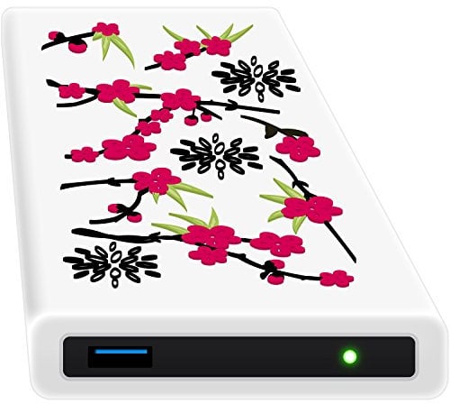 HipDisk LS104 Sakura externes Festplattengehäuse 2,5 Zoll USB 3.0 aus Aluminium mit Silikon-Schutzhülle für SATA HDD und SSD stoßfest wasserabweisend weiß-pink
