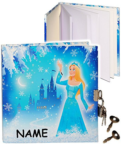alles-meine.de GmbH Tagebuch mit Schloss - Prinzessin - Eisprinzessin - incl. Name - blanko weiß - Dickes Buch gebunden - 96 Seiten - für Geheimnisse Reisetagebuch/Notizbuc..