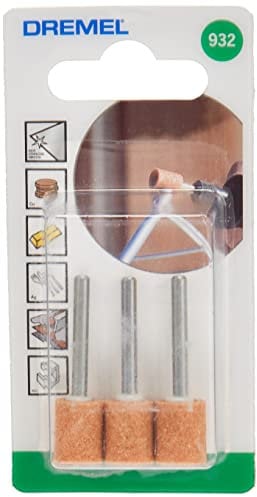 Dremel 932 Korund-Schleifspitze - Zubehörsatz für Multifunktionswerkzeug mit 3 Schleifspitzen 9,5mm zum Schärfen, Glätten und Schleifen von Metall, Gussteile, Schweißverbindungen, Nieten und Rost