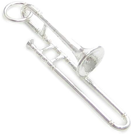 Posaune Sterling Silber Charm .925 x 1 Orchester Posaunen Musik Charms