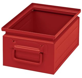 kaiserkraft | Stapelkasten aus Stahlblech | Volumen ca 9 l | FeuerRot RAL 3000