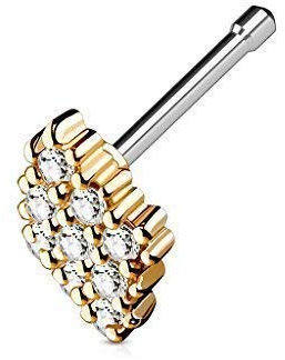 Tapsi´s Coolbodyart® Nasen Piercing Stecker Gerade Edelstahl Chirurgenstahl 316L Zirkonia Raute Rose Gold
