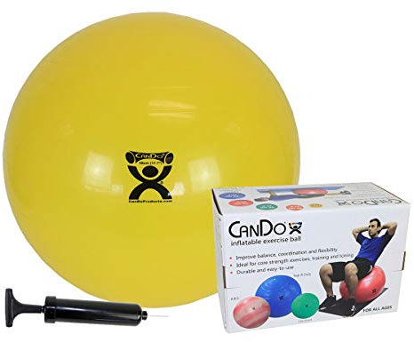 CanDo Aufblasbarer Gymnastikball – Sparset – Gelb – 45 cm Ball, Pumpe, Einzelhandelsverpackung