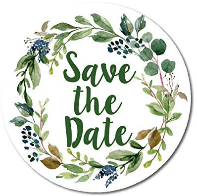 Darling Souvenir 1,6 Inches Round DIY Botanical Kranz Save the Date Aufkleber-Geschenk-45 Pcs