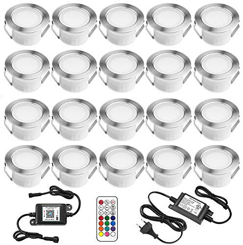 6er Terrasse Bodeneinbauleuchten außen RGBWW(RGB + Warmweiß)-WiFi Ø61mm led Einbaustrahler Aussen 12v mini led spot Terrassenbeleuchtung IP67 Wasserdicht Kompatibel mit Alexa Google Home