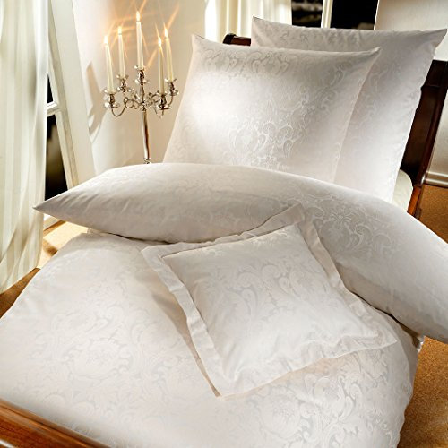 Curt Bauer Mako-Brokat Damast Bettwäsche Florenz beige 1 Bettbezug 155x220 cm + 1 Kissenbezug 40 x 80 cm