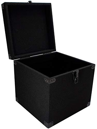 American Sound Connection Durable DJ Carpeted Wood Case Removeable Lid Storage Box for 90 LP Vinyl Records