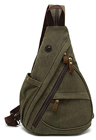 FANDARE Retro Brusttasche Sling Bag Herren Rucksack Damen Schulranzen Schulrucksack Schultertasche Umhängetasche Rucksack Sporttasche für Schule Freizeit Reise Business Joggen Grün