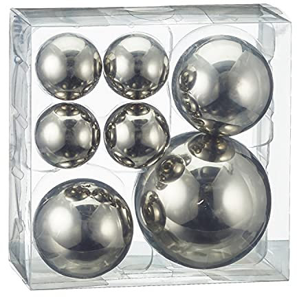7-TLG. Set Dekokugeln aus rostfreiem Edelstahl in DREI Größen 4 cm - 6 cm - 8 cm - Gartenkugeln - Spiegelkugeln - Metallkugeln - Gartendeko