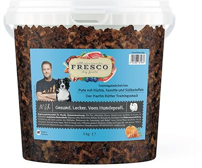 FRESCO Dog Martin Rütter Trainingsknöchelchen mit Pute und Kürbis 1kg | getreidefreie Leckerlies für Hunde | aus frischem Fleisch | 100% natürliche Zutaten | für Belohnung, Training und als Snack