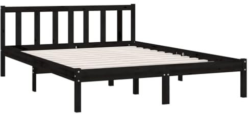 vidaXL Kiefer Massivholzbett Bettgestell Bett Holzbett Doppelbett Futonbett Bettrahmen Schlafzimmerbett Schlafzimmermöbel Schwarz 120x200cm