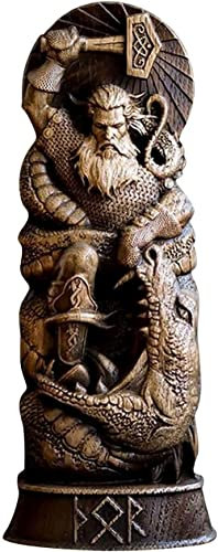 Acebwhtoy Nordischer Gott Harzstatue, Skandinavische Pantheons Figur, Odin/Thors/Loki/Freyja Handwerk Wikinger Mythologie Skulptur Für Zuhause Weinschrank Regal Bücherregal (C)