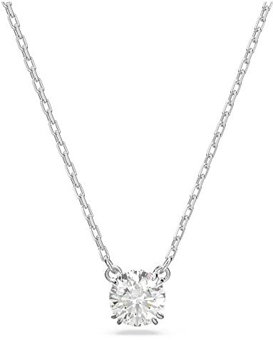 Swarovski Stilla Anhänger, Rhodinierte Damenhalskette mit Klaren Swarovski Kristallen