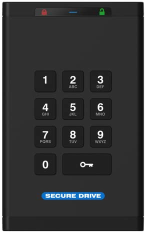SecureData SecureDrive KP 8 TB SSD hardware-verschlüsseltes USB 3.0 externes Laufwerk FIPS 140-2 Level 3 Entsperren über Tastatur, TAA-konform, CJIS, HIPAA, CMMC, DSGVO-konform, funktioniert mit Mac