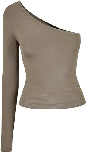 Urban Classics Women's Tb3212-ladies Asymmetric Longsleeve T-Shirt, Olive, S
