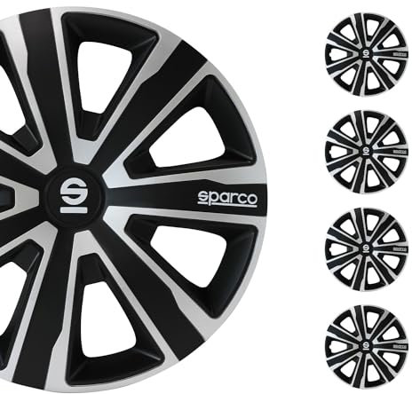 Sparco Radzierblenden Palermo - 14-Zoll - Silber/Schwarz - Satz mit 4 Stück