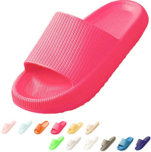 Sumvov Claquettes Femme Chausson Homme Confortables Pantoufles Semelle Épaisse EVA Cloud Slippers Séchage Rapide Claquette Douche Antidérapant Chaussons de bain/de plage(Rouge,40/41 EU)